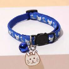 PETSIN 1 件可调节卡通猫项圈带铃铛,涤纶纤维,可分离安全扣 - 必备,猫和小型犬的宠物配件 - 彩色 - 查看 10
