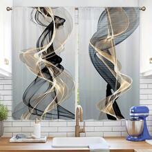 2 piezas de cortinas de ventana con patrón de rayas giratorias, cortinas decorativas, decoración del hogar, fácil de lavar a máquina y colgar, cortinas decorativas encantadoras adecuadas para sala de estar, dormitorio, puertas y balcones
