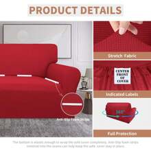 Funda de sofá impermeable, funda de sofá impermeable doble, funda de sofá de jacquard elástico, protector de muebles a prueba de fugas para niños, mascotas, perros y gatos - Rojo - Ver 4