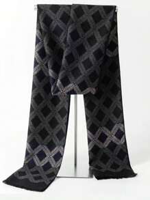 1pc Men's Cashmere Plaid & Striped Pattern Business Versatile Long Scarf