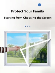 1片白色防蚊透气网帘无孔自带钩环简易安装卧室驱虫浴室透气防尘加密通风手工家居装饰