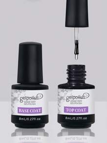 2 件免擦拭底漆面漆 - 透明凝胶光泽饰面且持久，可浸泡指甲灯凝胶，适用于家庭 DIY 和美甲沙龙 - 無色 - 查看 10