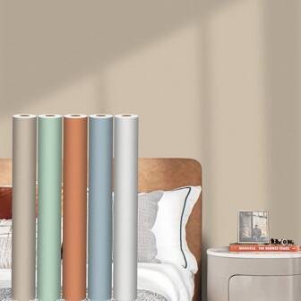 1 rull stickad texturerad enfärgad självhäftande tapet, PET-foliematerial - vattentätt och fuktsäkert kontaktpapper, avdragbar och borttagbar, heminredningsdekal, lätt att applicera, krämvit/mjölk te/orange/grön/blå färg, tillämplig för skåp, bord, bokhylla, renovering, kök, möblering, kök, möbler, kök Storlekar 40/60/80*300/500/1000cm