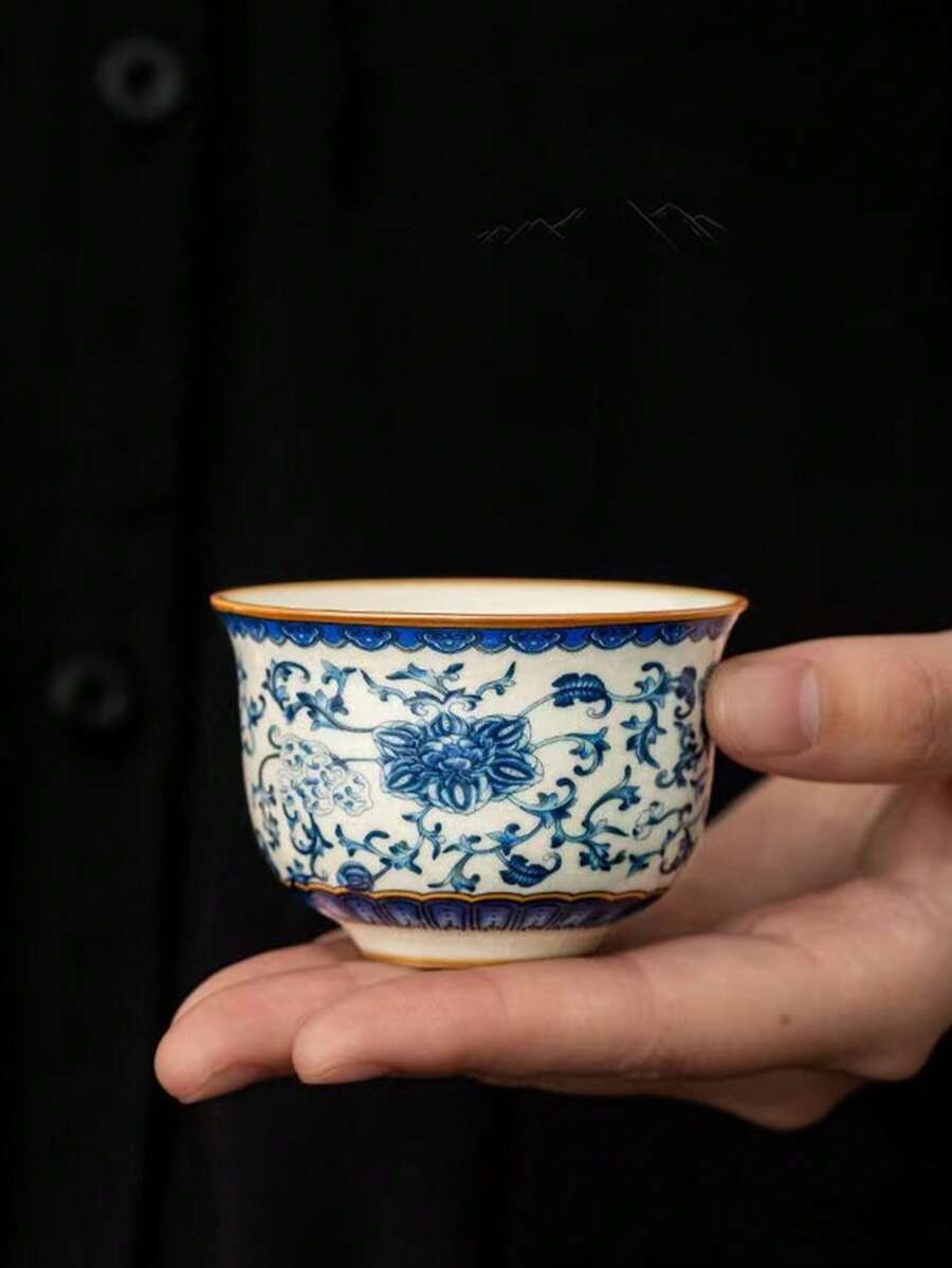 1/2/4/6件复古陶瓷茶杯,汝窑青花瓷杯,适合聚会、下午茶、功夫茶道、居家及送礼 - 多 - 查看 1