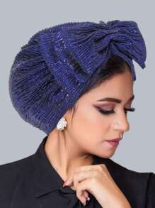 1pc Multi-Purpose Women Breathable Headscarf, Silky Bowknot Solid Color Headwrap Cap, Suitable For All Seasons, Hijab For Abaya - A - View 5