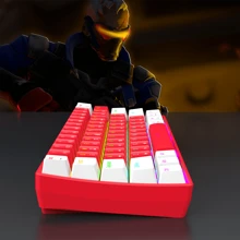 60% 紧凑型有线键盘，红轴机械键盘，61 键，RGB 背光，符合人体工程学设计，紧凑便携的办公/电脑机械键盘，适用于 Windows 平板电脑、笔记本电脑等。