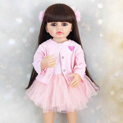 真实重生婴儿娃娃女孩 22 英寸 55 厘米全身硅胶逼真新生娃娃幼儿娃娃玩具适合 3 岁以上