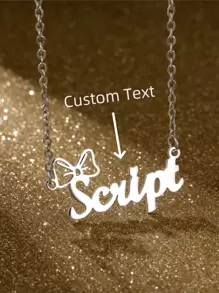 1PC Customized Stainless Steel Nameplate Necklace, Pendant Necklaces Stainless Steel Baby Jewelry Personalize Name Choker Girls Necklace Kids Children Numbers Boy Custom Silver Color, Fashion, Vintage, Casual, Simple Customization Everyday Wear, Birthday, Mother's Day - Silver - View 1