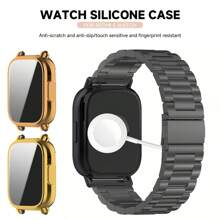 Hülle + Edelstahl Metalarmband kompatibel mit Redmi Watch 5 Active Band, TPU weiche Hülle Bildschirmschutz kompatibel mit Redmi Watch 5 Lite Metallarmband