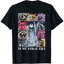 In My Feral Era Funny Raccoon Animal Meme Racoons Team Trash T-Shirt - 黑色 - 查看 1