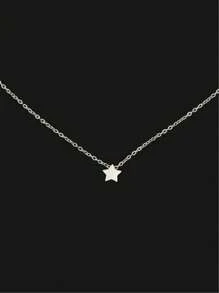 1pc Fashionable Minimalist Stainless Steel Star Pendant Necklace, Personalized Necklace Gift For Girlfriend, Wife