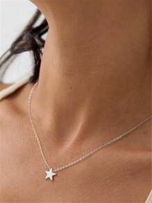 1pc Fashionable Minimalist Stainless Steel Star Pendant Necklace, Personalized Necklace Gift For Girlfriend, Wife