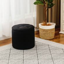 Round Storage Ottoman, Fabric Small Foot Rest Stool With Removable Lid, For Dorm, Living Room, Couch, Bedroom Back To School Dormitory Storage - Black - View 7