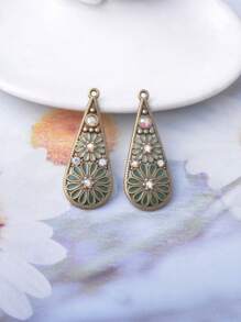 6قطع من سبيكة الزنك على الطراز الرجعي أشكال زهرية ذات قطرات ماء طويلة، قلادات مجوهرات مرصعة بالراين ستون، اكسسوارات