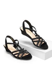 Women's Wedge Sandals Open Toe Low Heel Fashion Comfortable For Party Wedding Valentine's Day Dress Commuting All-Match Summer Shoes - màu đen - Xem 6