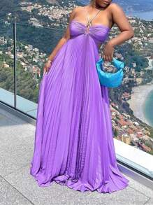 Lila figurbetontes trägerloses Sommerkleid mit Rüschen und Rückenausschnitt | Bohemien elegant-sexy für Dates, Partys und Valentinstag