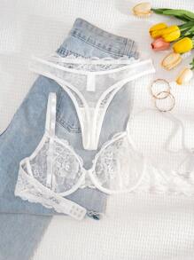 1 Bộ đồ lót ren trơn màu cho nữ, có gọng, đồ lót thoải mái Bridallingerie - trắng - Xem 2