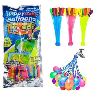 111 Globos Magicos para rellenar con agua de llenado rapido Happy Baby Balloons juguete para verano para fiesta alberca evento