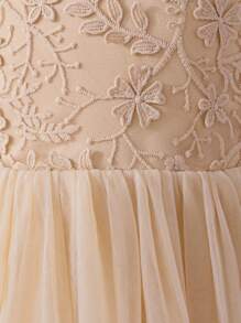 Vestido de dama de honor color champán para niña preadolescente con espalda abierta para boda - Champán - Ver 4