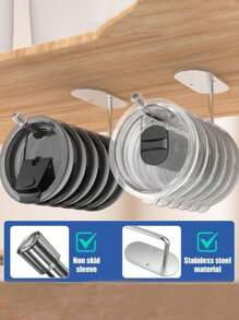 1 pièce Organisateur à couvercle rabattable en acier inoxydable - Porte-couvercles sous l'évier économisant l'espace, design minimaliste moderne, couvercle rabattable amovible