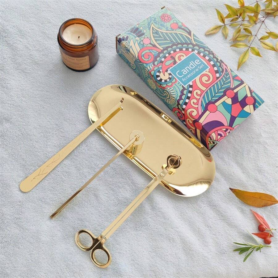 SOPHCOM Hot Luxury Stainless Steel Gold Black Silver Accessories Tools Kit DIY Making Candle Care Tool Set