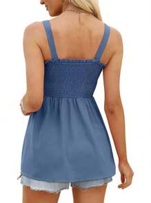 Women's Summer Casual Cami Tops Solid Color Sleeveless Backless Ruched Going Out Tops