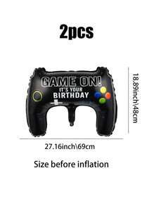 Juego de 74 piezas / 2 piezas de decoración de arco de juego en azul y negro, incluye control de juego, globo de papel de aluminio, globo de estrella azul, adecuado para cumpleaños de juegos, fiesta con tema de juegos, accesorios para fotos, decoraciones para fiestas en el hogar