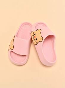 儿童泡沫拖鞋，轻便防滑软底可爱卡通熊，适合大龄儿童，休闲舒适速干一脚蹬，简约设计女童夏季沙滩凉鞋 - 粉色 - 查看 5