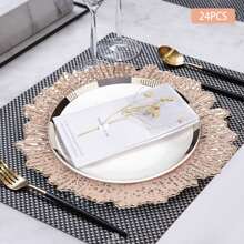 CNCEST 24 Pack Charger Plates, Bulk Plastic Plate Chargers With Floral Reef Design Round Ruffled Rim Dinner Charger Plates - For Dinner Plates,Wedding,Party Elegant Decoration Place Mats (Rose Gold) - 玫瑰金 - 查看 5