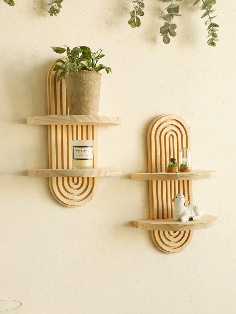 1 Pc Wooden Wall Mounted Candle Holder, Living Room Wall Decor Candle Stand Shelf, Wooden Candle Holder Rack, Wall Hanging Decoration