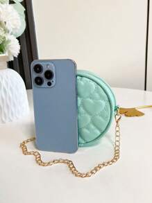 Girls' Embroidered Heart Shaped PU Leather Chain Shoulder Bag