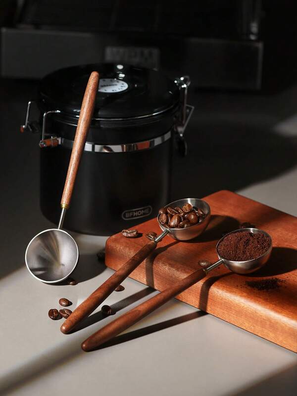 1 Stück Edelstahl Kaffee Löffel, Kaffeelöffel mit Nussholzgriff, Küchenutensilie, einfach zu verwenden, geeignet zum Zubereiten von Kaffee, lockerem Tee usw. in der Heimküche