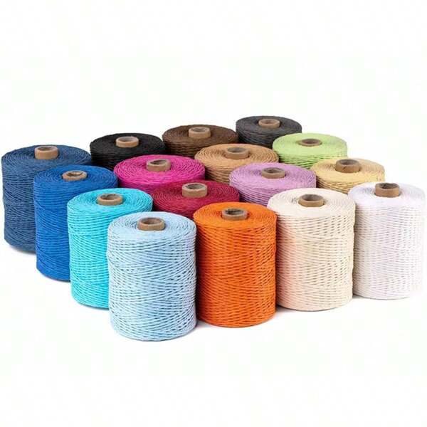 Corda di rafia di carta, borse tessute a mano, cappelli estivi, borse e cappelli all'uncinetto, circa 300m/rotolo, corda di rafia di carta