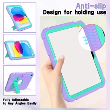 Heavy Duty Protection Case With Adjustable KIckstand And Anti-Slip Design Compatible With Ipad 56789 10th And Air 2 Pro Air 456th M2 9.7inch 10.2 Inch 10.9inch And Samsung A9 Plus 11 Inch, Purple And Teal