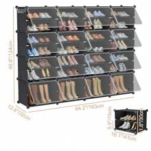Combination Shoe Cabinet with Door Shoe Storage Box 6/8 Tier Shoe Rack Shoe Cabinet Plastic - 4 Spalten 8 Ebenen - Übersicht 6