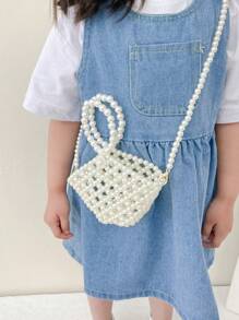 Children's Pearlweed Basket Handbag Including Shoulder Strap