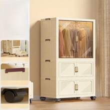 Kremowa, składana szafa z możliwością swobodnego montażu, wielowarstwowa szafa domowa, dwudrzwiowa szafa dziecięca, szafka do przechowywania w sypialni domowej