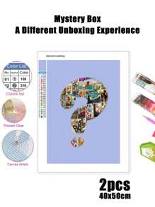 2pcs Blind Box Diamond Painting Mystery Box Rhinestone Picture 5D DIY Diamond Embroidery Mosaic Cross Stitch Handmade Gifts,Pattern Random Diamond Painting,Comes With A Set Of Tools