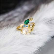 CIREY New Colorful Zirconia Mermaid Adjustable Open Ring, Princess Finger Ring, Gift For Valentine's Day