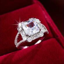 1 件时尚合成锆石嵌入式戒指，优雅百搭的时尚女士指环