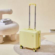 18-Inch Small Carry-On Luggage Lightweight Spinner Suitcase Lockable Hard Side Travel Case - Yellow - View 2