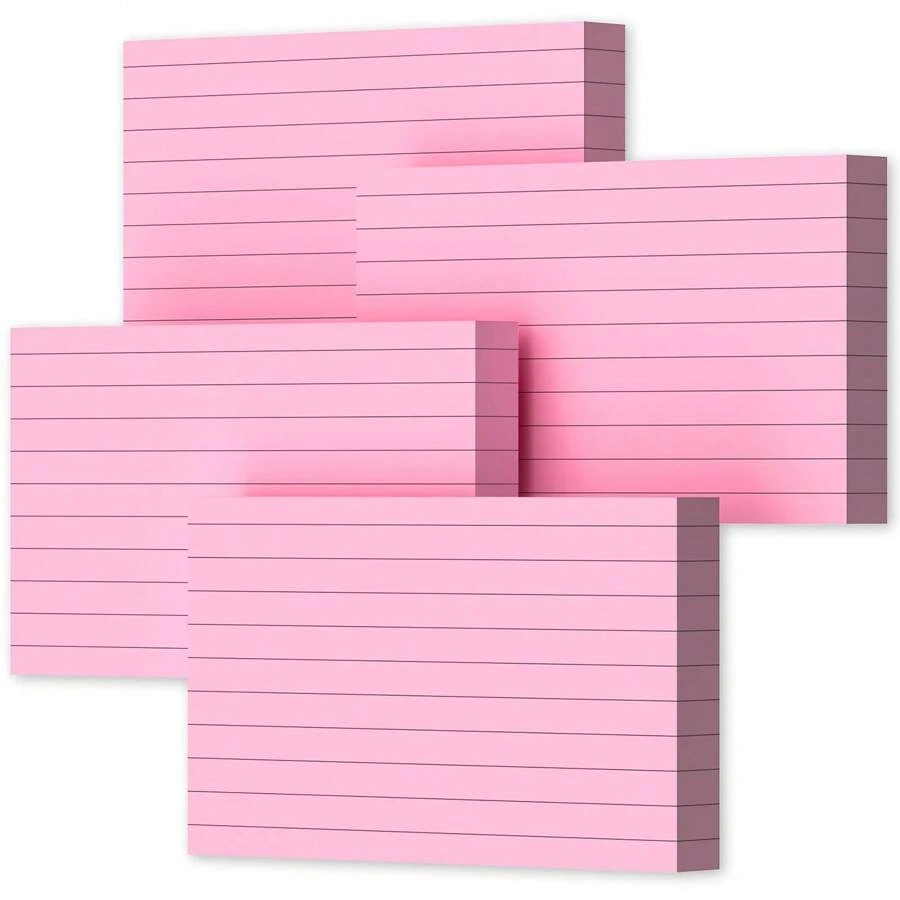 Pink Index Cards 3x5, 200 PCS 3x5 Index Cards Flashcards, Heavyweight Note Cards 3x5 Flash Cards Single-Sided 3x5 Study Card, Ruled 3 X 5 Index Cards Ruled Index Notecard For School Office Home,School Supplies,Back To School - Multicolor - View 1