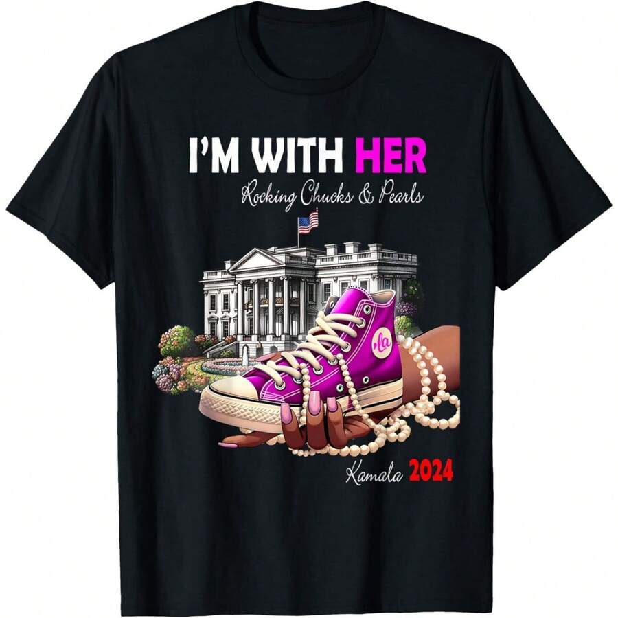 NEW LIMITED  2024 I'm With Her Rocking T-Shirt - Black - View 1