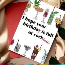 1 张有趣且具有攻击性的生日贺卡，适合朋友、物品或任何人，有趣的“我希望你的生日充满鸡尾酒”生日贺卡，一些不寻常的东西