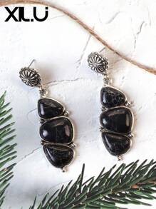 1 set de collar con colgante y aretes de estilo retro y país del oeste antiguo con diseño exagerado de color turquesa al estilo del Día de San Valentín para mujeres