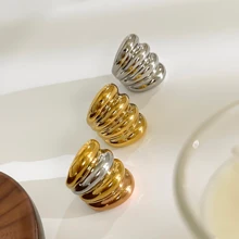 VKHK 夸张复古 18K 镀金不锈钢多层重型戒指，适合女性日常佩戴，厚重珠宝礼物