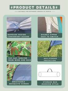 Foldable Outdoor Camping Tent, 2 Person, Easy Setup Color Matching Tent, Sunshade, Waterproof, Mesh Screen, Storage Bag, Random Color, Multiple Sizes Available