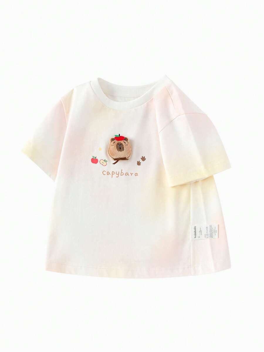 Balabala 女孩短袖T恤，2025夏季新設計 - 黃綠色調 - 查看 1