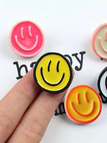 1pc Resin Happy Face Brooch Pin, Simple Geometric Round Cartoon Brooch Without Feather, Suitable For Scarf, Bag And Clothing, Creative Party Gift, Suitable For Wedding, Wedding Party, Birthday, Anniversary, Bachelor Party, Christmas, Halloween, Thanksgiving, New Year, Valentine's Day, Back To School Season Dress Accessories Pin For Clothes Bag Charm Office Accessories Shirts Jacket Jewelry Clothes Pin Funny Cute Teacher Gifts Costume Accessories Bag Charms - Multicolor - View 4
