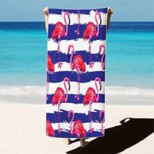 1 Pc Extra Large Flamingo Print Ultra-Soft Microfiber Beach Towel - Quick Dry, Non-Stick And Extra Plush, Skin-Friendly And Portable, Suitable For Fun Travel, Yoga, Picnic And Pool Party Summer,Holiday - Multicolor - View 13